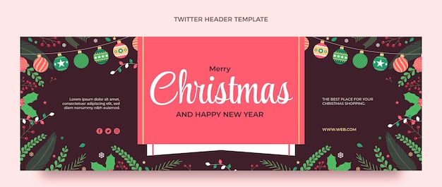 無料ベクター フラットクリスマスツイッターヘッダー