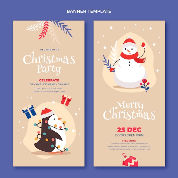 Flat christmas vertical banners set