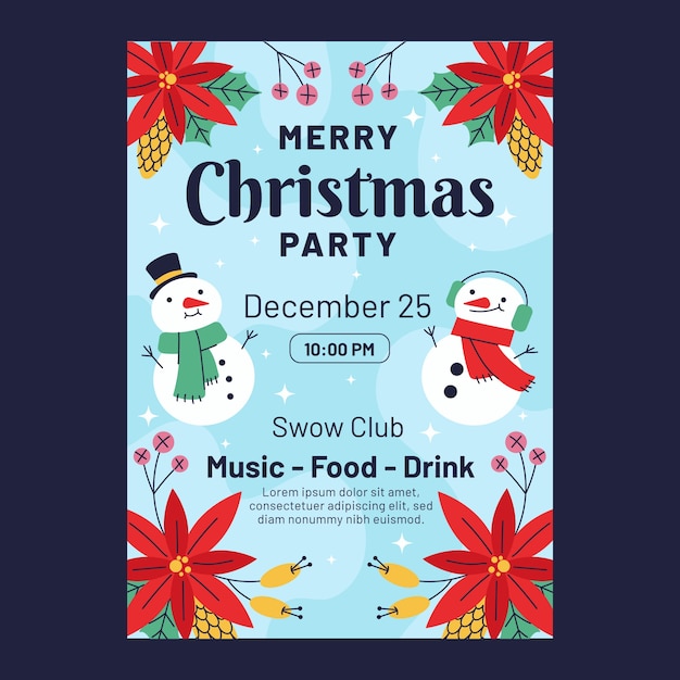 Flat Christmas Vertical Party Poster Template: Free Vector Download