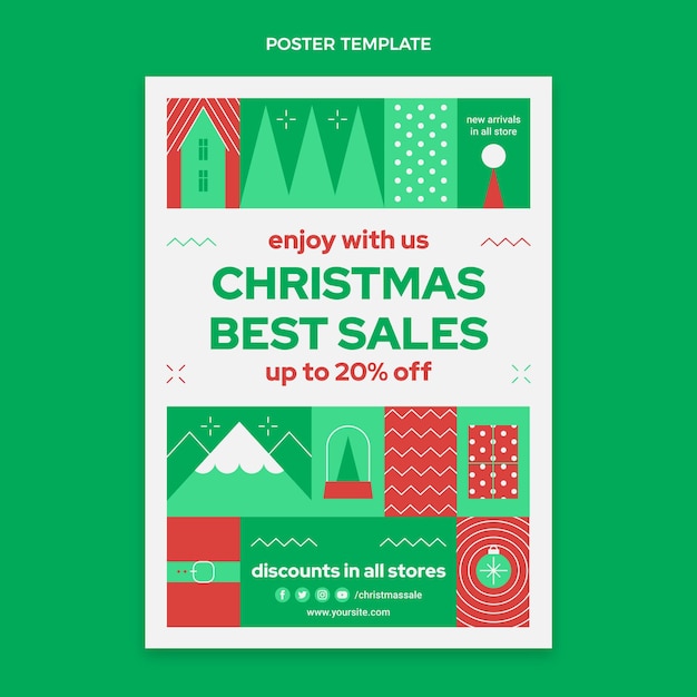 Бесплатное векторное изображение Плоский рождественский вертикальный шаблон плаката