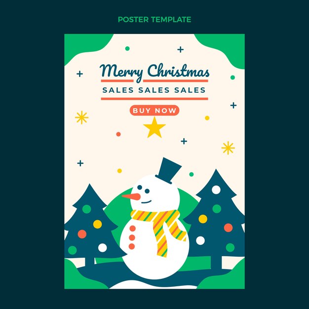 Flat christmas vertical poster template