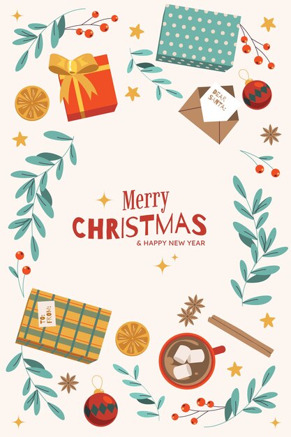 Flat christmas vertical wallpaper with presents