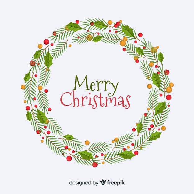 Flat christmas wreath background