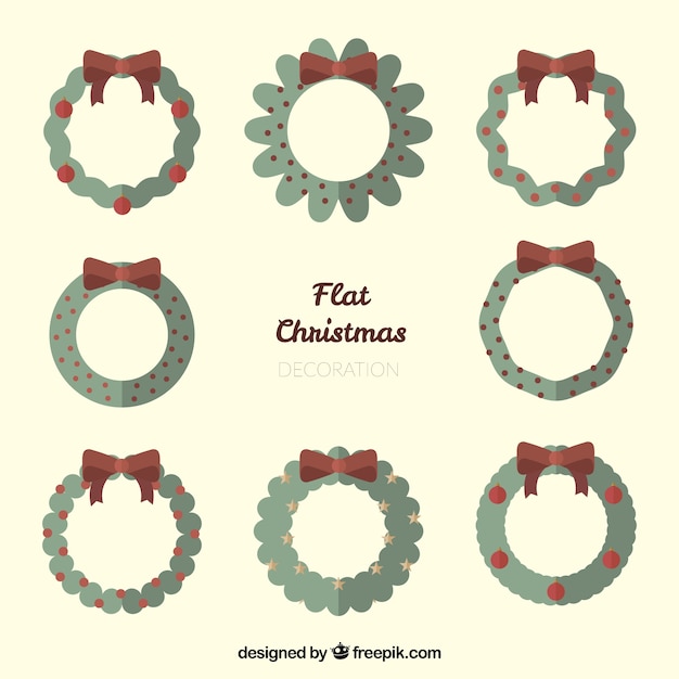 Free vector flat christmas wreaths