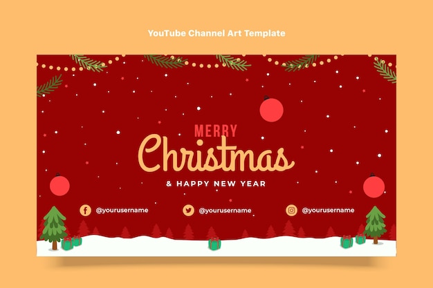 Flat christmas youtube channel art