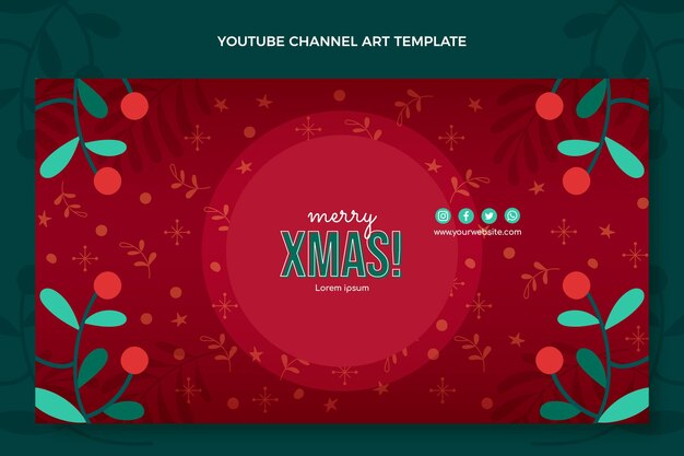 Free vector flat christmas youtube channel art