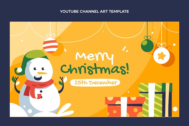 Free vector flat christmas youtube channel art