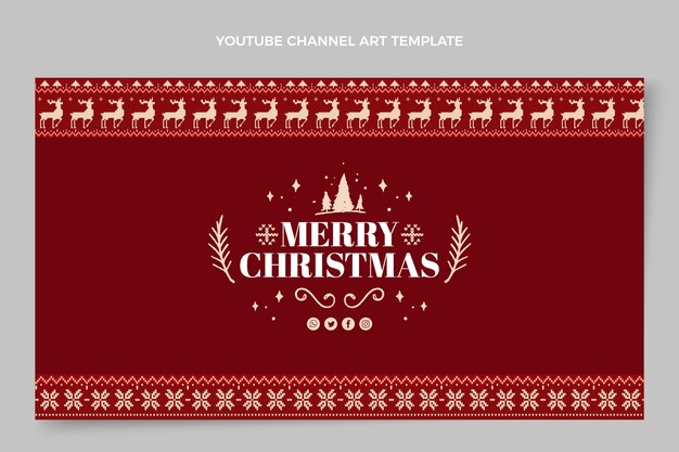 Free vector flat christmas youtube channel art