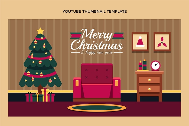 無料ベクター フラットクリスマスyoutubeサムネイル