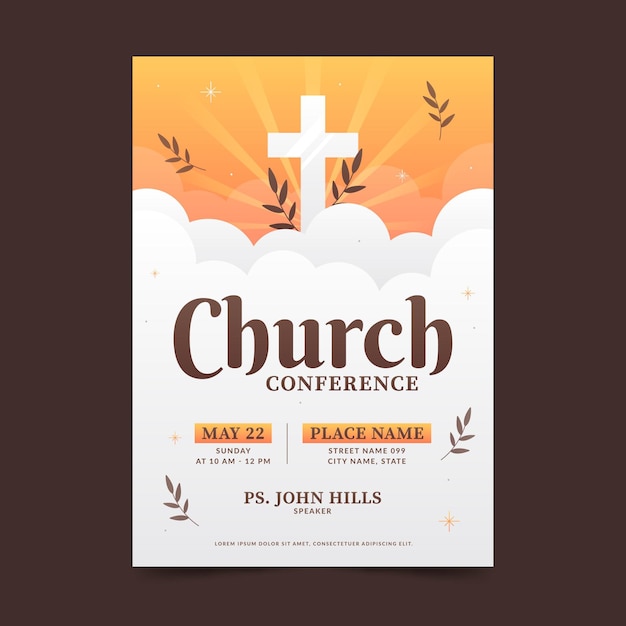 Flat church flyer template