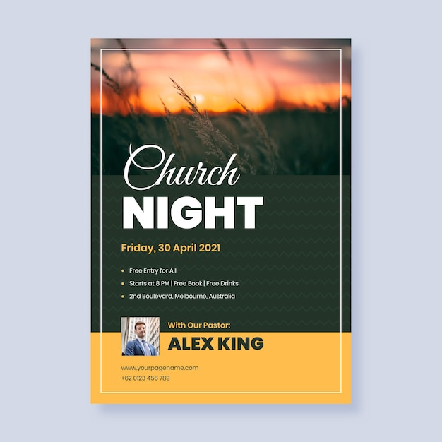 Flat church flyer with photo