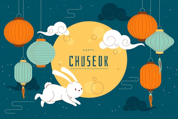 Free vector flat chuseok festival background