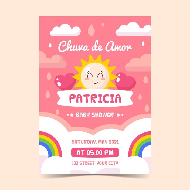 Flat chuva de 사랑 베이비 샤워 카드