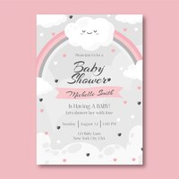 flat chuva de amor baby shower invitation template