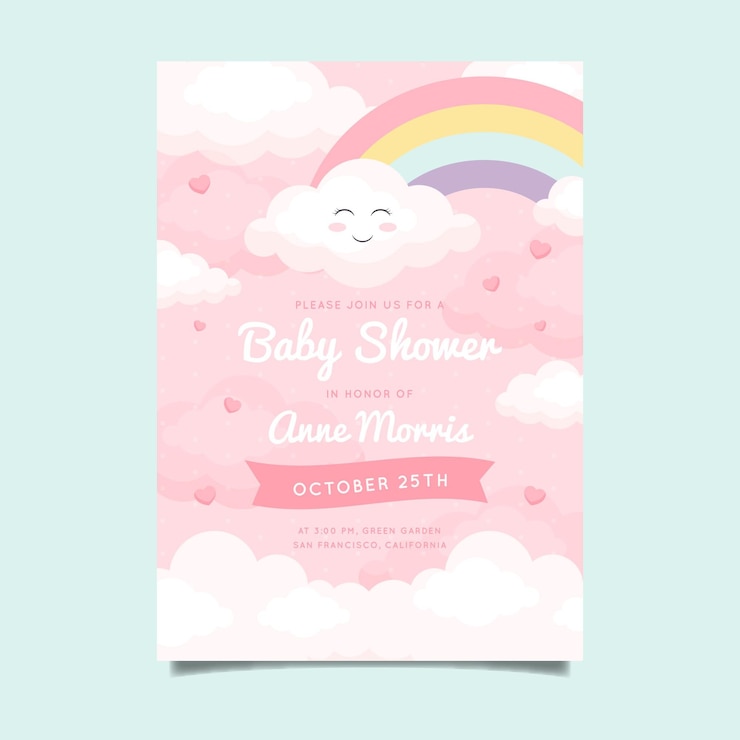 Free Vector flat chuva de amor baby shower invitation