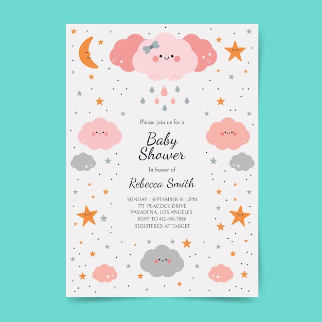 Flat chuva de amor baby shower invitation