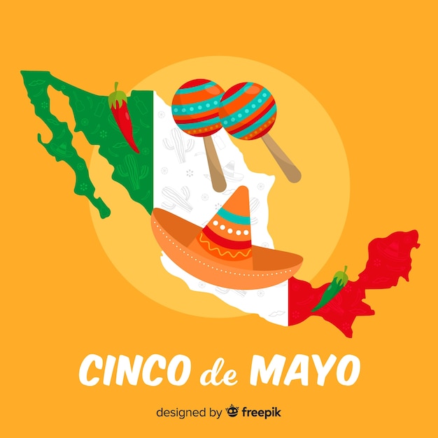 Vettore gratuito piatto cinco de mayo sfondo