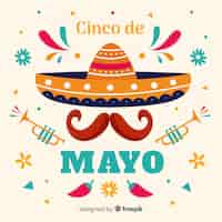 Vettore gratuito piatto cinco de mayo sfondo