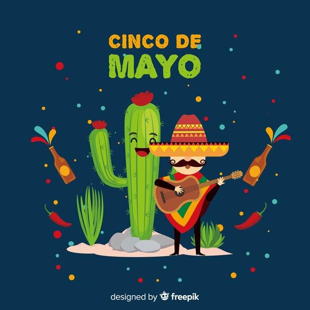 Free vector flat cinco de mayo background