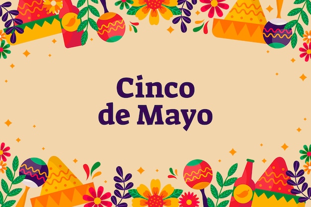 Vettore gratuito sfondo piatto cinco de mayo