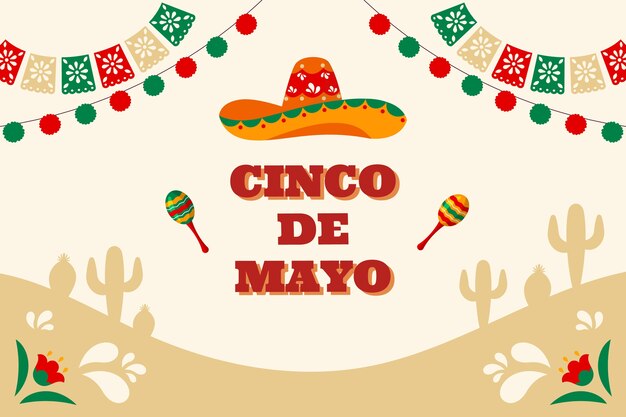 플랫 cinco de mayo 배경