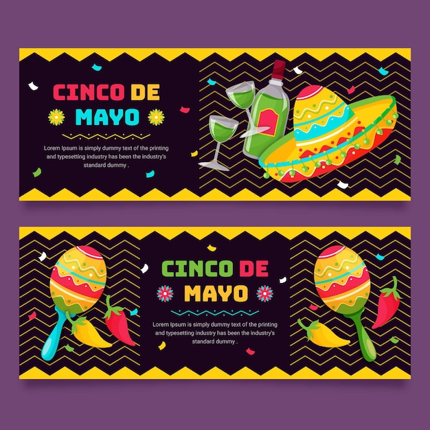 Set di banner piatto cinco de mayo