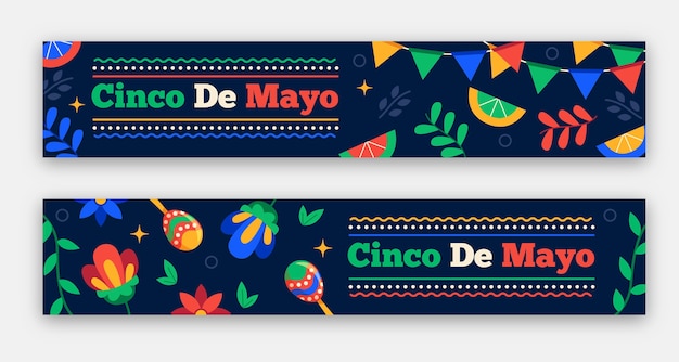 Flat Cinco de Mayo Banners Set – Free Vector Download
