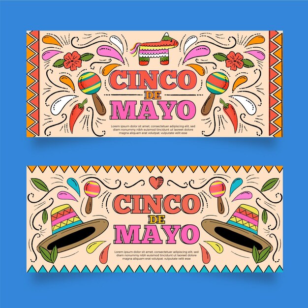 Set di banner piatto cinco de mayo