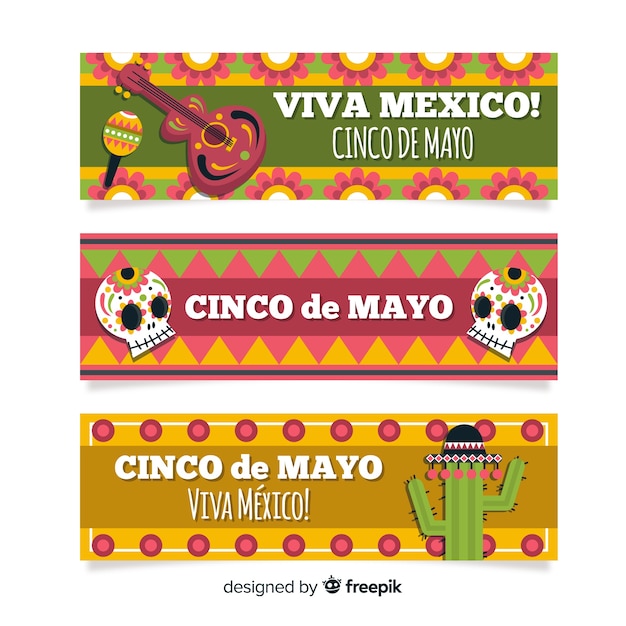 Flat cinco de mayo banners