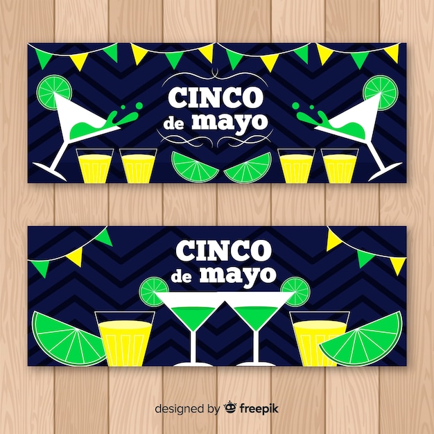 Flat cinco de mayo banners