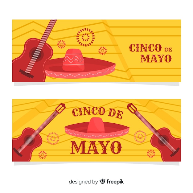 Flat cinco de mayo banners