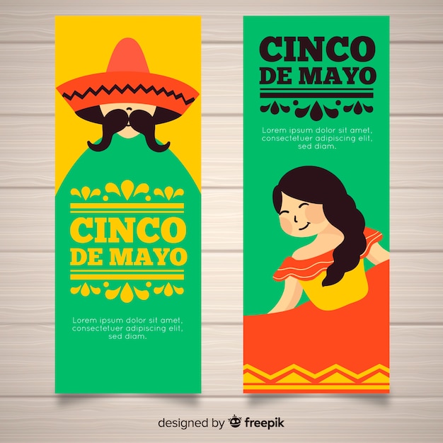 Flat cinco de mayo banners