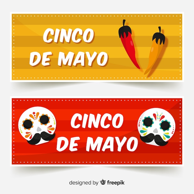 Flat cinco de mayo banners