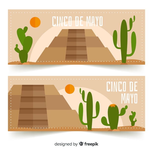 Free vector flat cinco de mayo banners