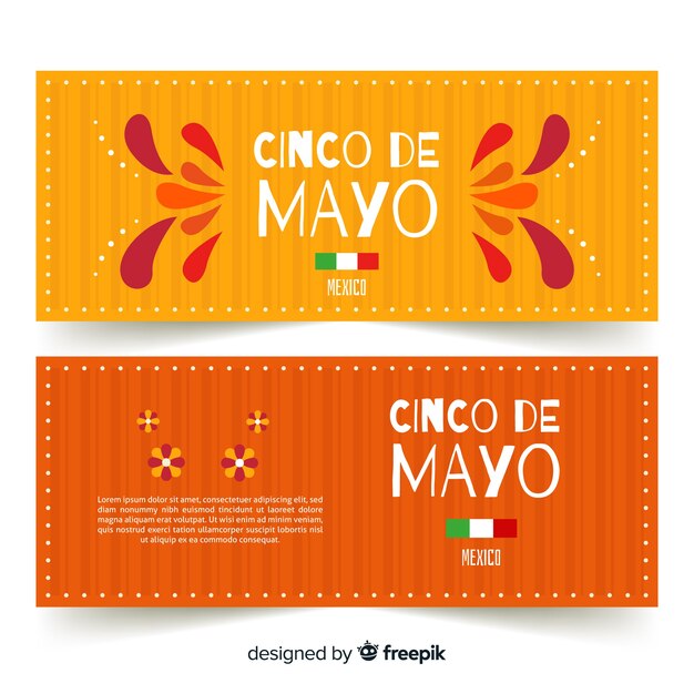 Flat cinco de mayo banners