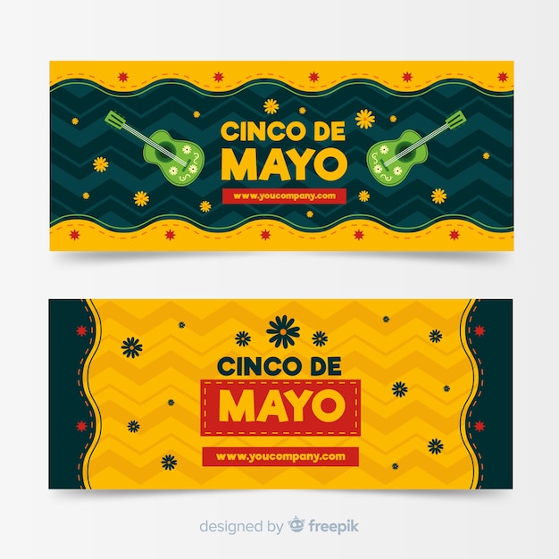 Flat cinco de mayo banners