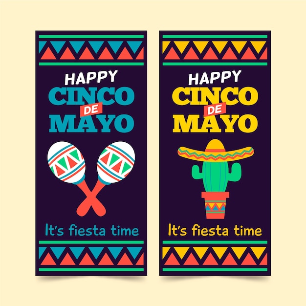 Flat cinco de mayo banners