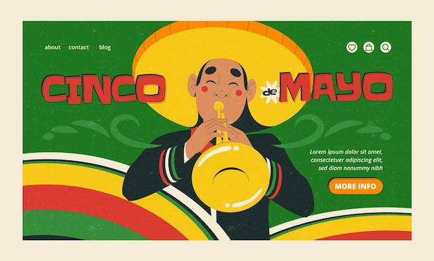 Flat cinco de mayo 축제 랜딩 페이지 템플릿