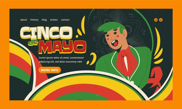 Flat cinco de mayo 축제 랜딩 페이지 템플릿