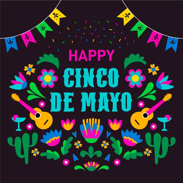 Concetto di cinco de mayo piatto