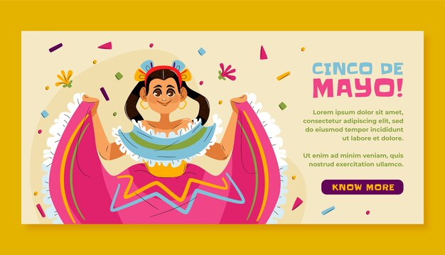 Flat cinco de mayo horizontal banner template