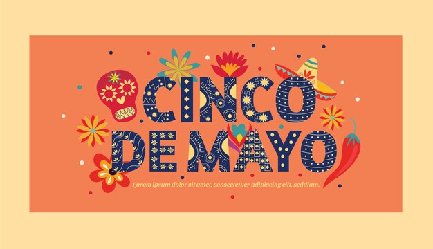 Flat cinco de mayo horizontal banner template