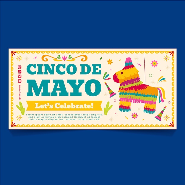 Flat Cinco De Mayo Horizontal Banner Template