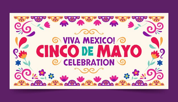 Flat cinco de mayo horizontal banner template