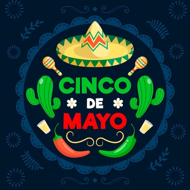 Бесплатное векторное изображение Плоская иллюстрация синко де майо