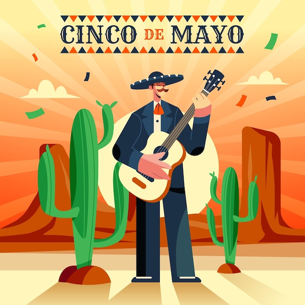 Illustrazione piana di cinco de mayo