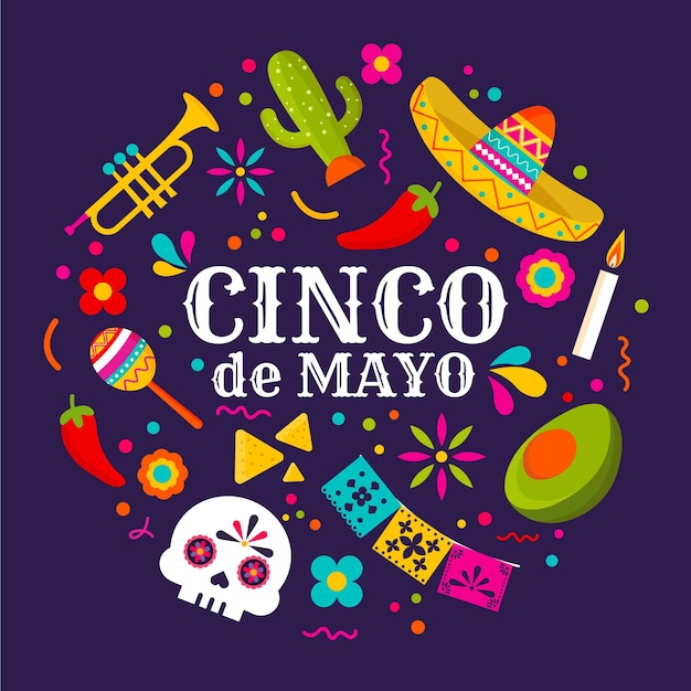 Illustrazione piana di cinco de mayo