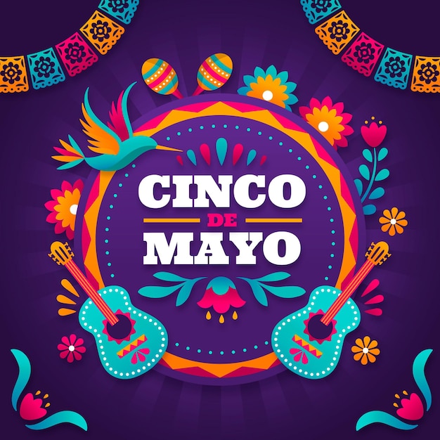 免费矢量平面cinco de mayo插图