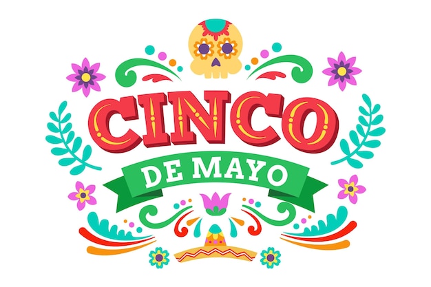 Vettore gratuito illustrazione piana di cinco de mayo