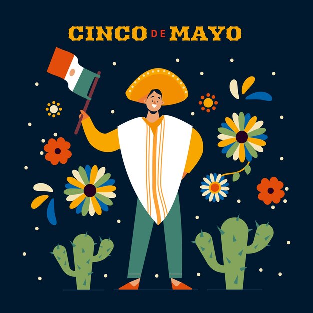 플랫 cinco de mayo 그림